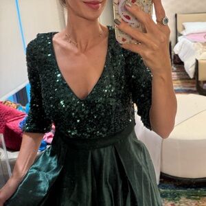 Emerald Long Sleeve Evening Dress